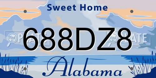 688DZ8 Alabama License Plate