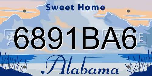 6891BA6 Alabama License Plate