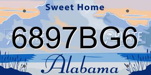 6897BG6 Alabama License Plate