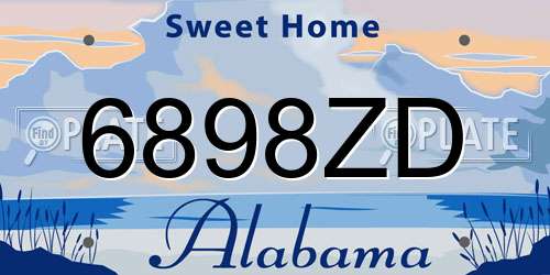 6898ZD Alabama License Plate