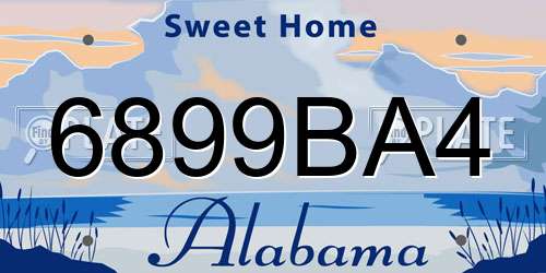 6899BA4 Alabama License Plate