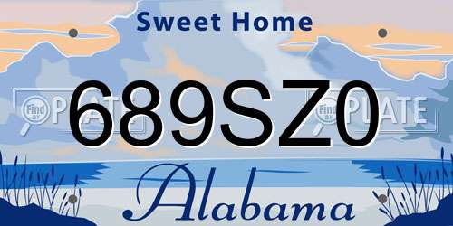 689SZ0 Alabama License Plate