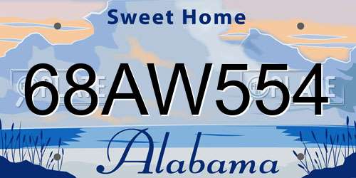 68AW554 Alabama License Plate