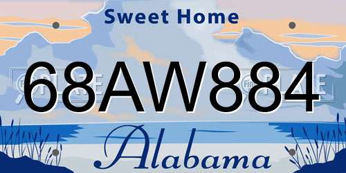 68AW884 Alabama License Plate