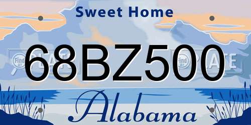 68BZ500 Alabama License Plate