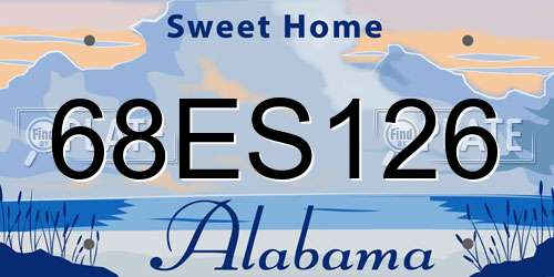 68ES126 Alabama License Plate