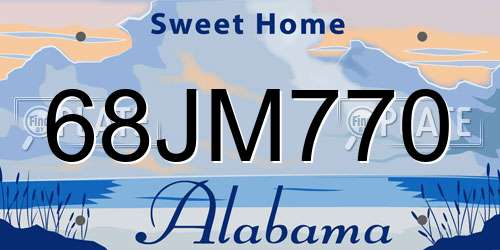 68JM770 Alabama License Plate