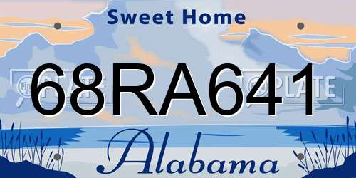 68RA641 Alabama License Plate