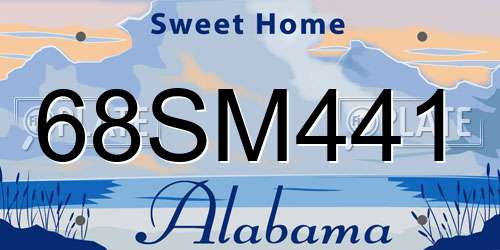 68SM441 Alabama License Plate
