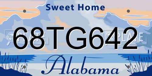 68TG642 Alabama License Plate
