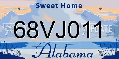 68VJ011 Alabama License Plate