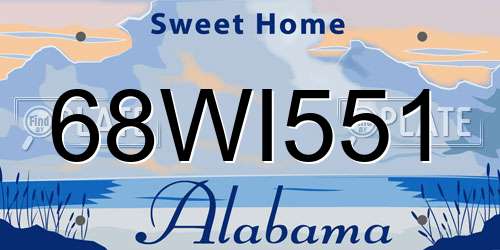 68WI551 Alabama License Plate