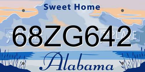 68ZG642 Alabama License Plate