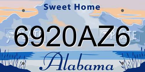 6920AZ6 Alabama License Plate