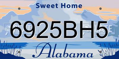 6925BH5 Alabama License Plate