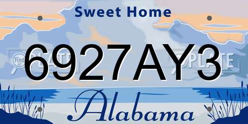 6927AY3 Alabama License Plate