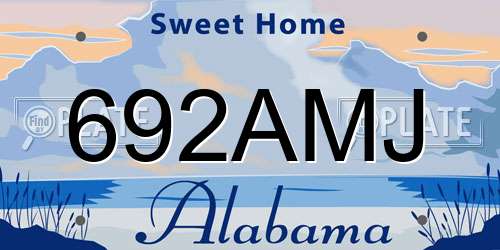 692AMJ Alabama License Plate