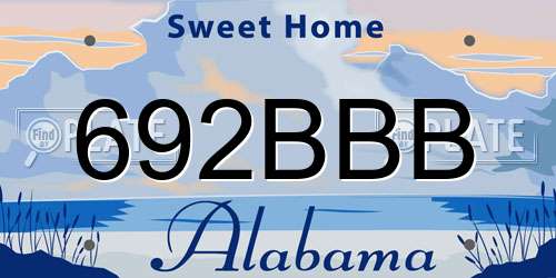 692BBB Alabama License Plate