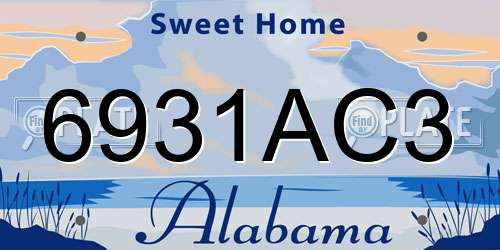 6931AC3 Alabama License Plate