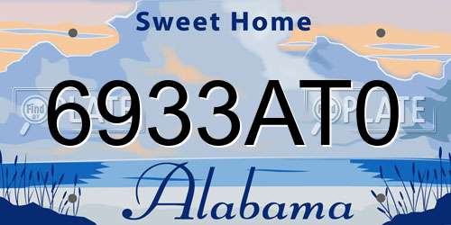 6933AT0 Alabama License Plate
