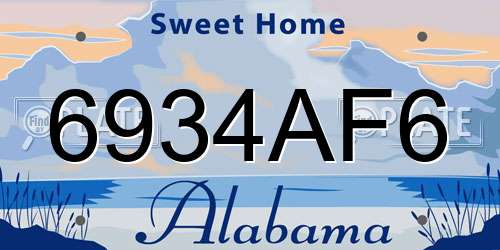 6934AF6 Alabama License Plate
