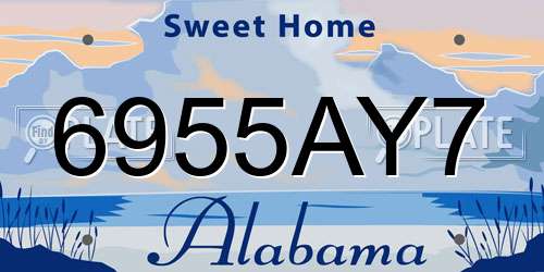 6955AY7 Alabama License Plate