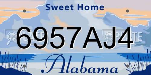 6957AJ4 Alabama License Plate