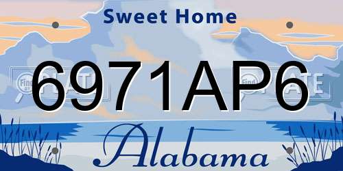 6971AP6 Alabama License Plate