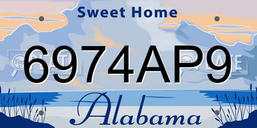 6974AP9 Alabama License Plate