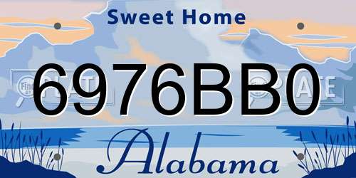6976BB0 Alabama License Plate