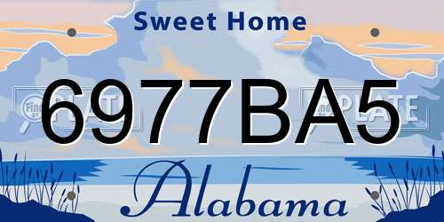 6977BA5 Alabama License Plate
