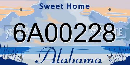 6A00228 Alabama License Plate