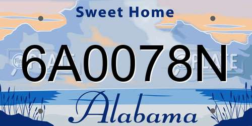 6A0078N Alabama License Plate