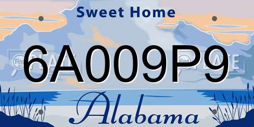 6A009P9 Alabama License Plate
