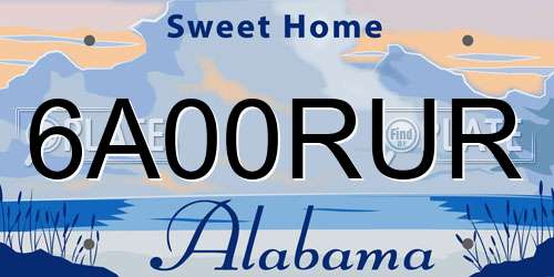 6A00RUR Alabama License Plate