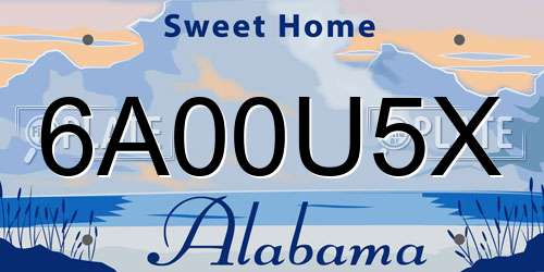 6A00U5X Alabama License Plate