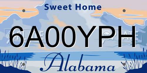 6A00YPH Alabama License Plate