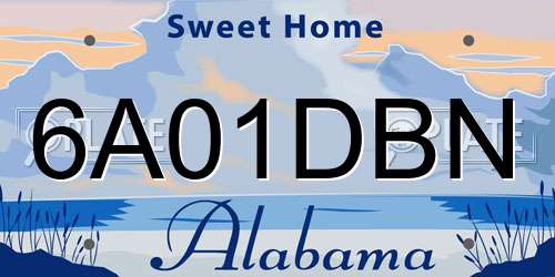 6A01DBN Alabama License Plate