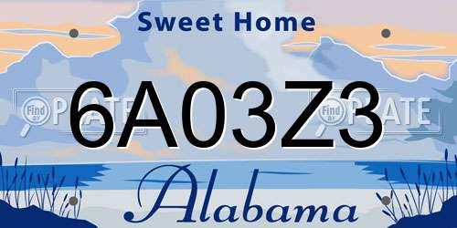 6A03Z3 Alabama License Plate