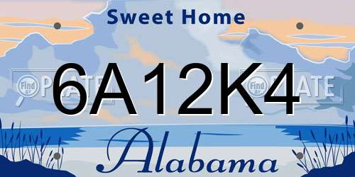 6A12K4 Alabama License Plate