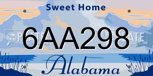 6AA298 Alabama License Plate