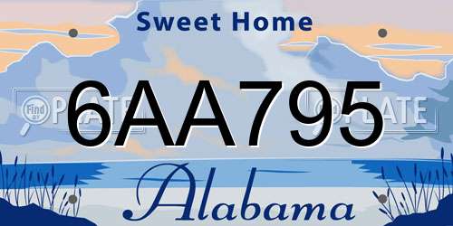 6AA795 Alabama License Plate