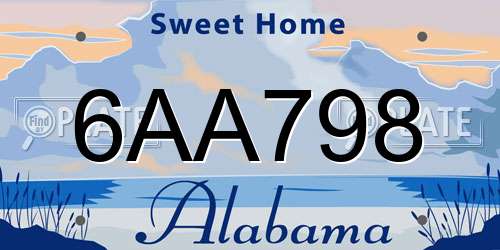 6AA798 Alabama License Plate