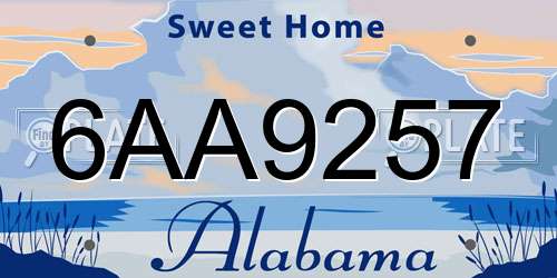 6AA9257 Alabama License Plate