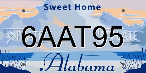 6AAT95 Alabama License Plate