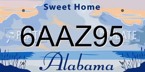 6AAZ95 Alabama License Plate
