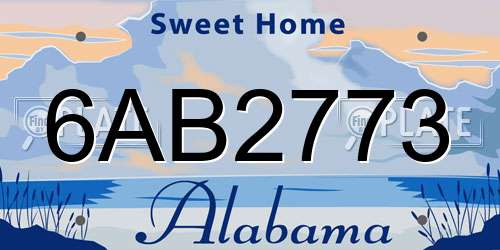 6AB2773 Alabama License Plate