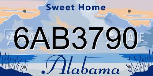 6AB3790 Alabama License Plate