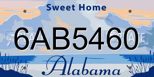 6AB5460 Alabama License Plate