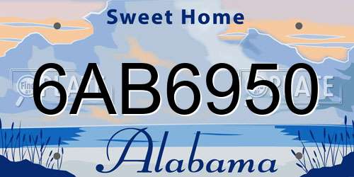 6AB6950 Alabama License Plate